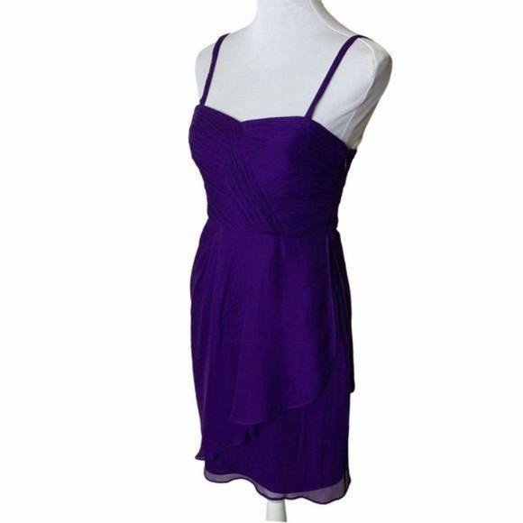 J. CREW Purple Silk Draped Sweetheart Neck Dress - Picture 6 of 11